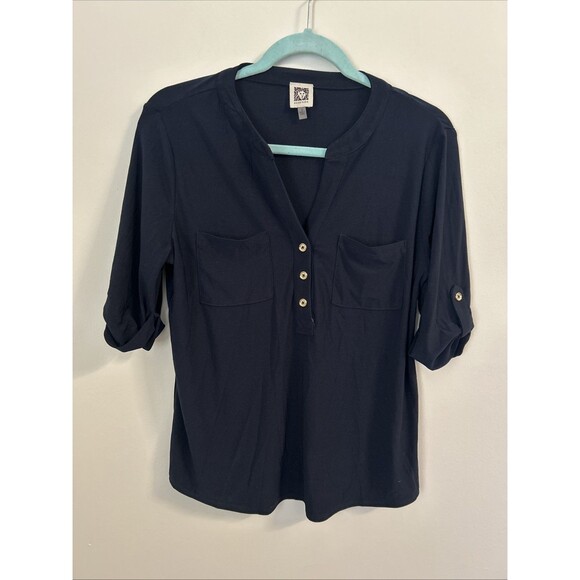 Anne Klein Tops - Anne Klein Black Mid-sleeve Top, Size Medium
